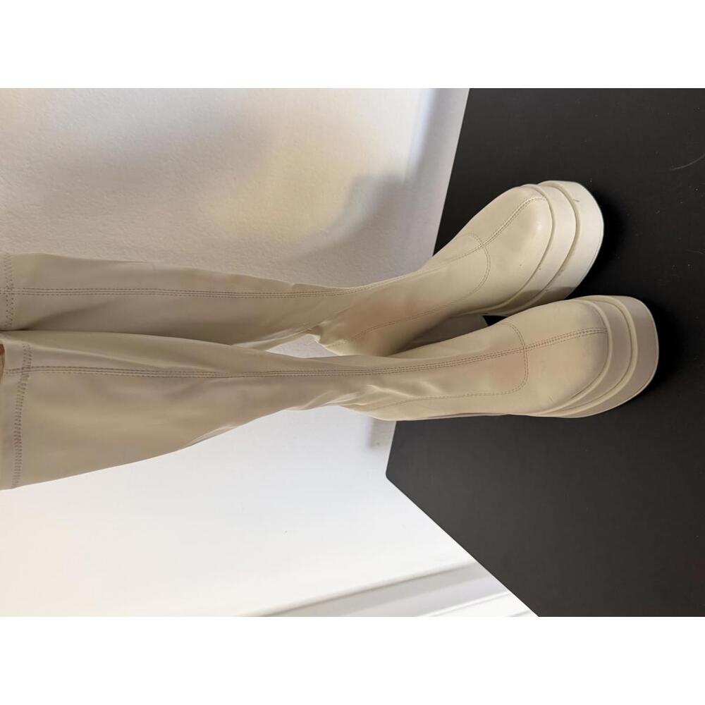 Steve Madden Cypress Cream/White Platform Knee-High Block Heel Womens 9.5 Boots